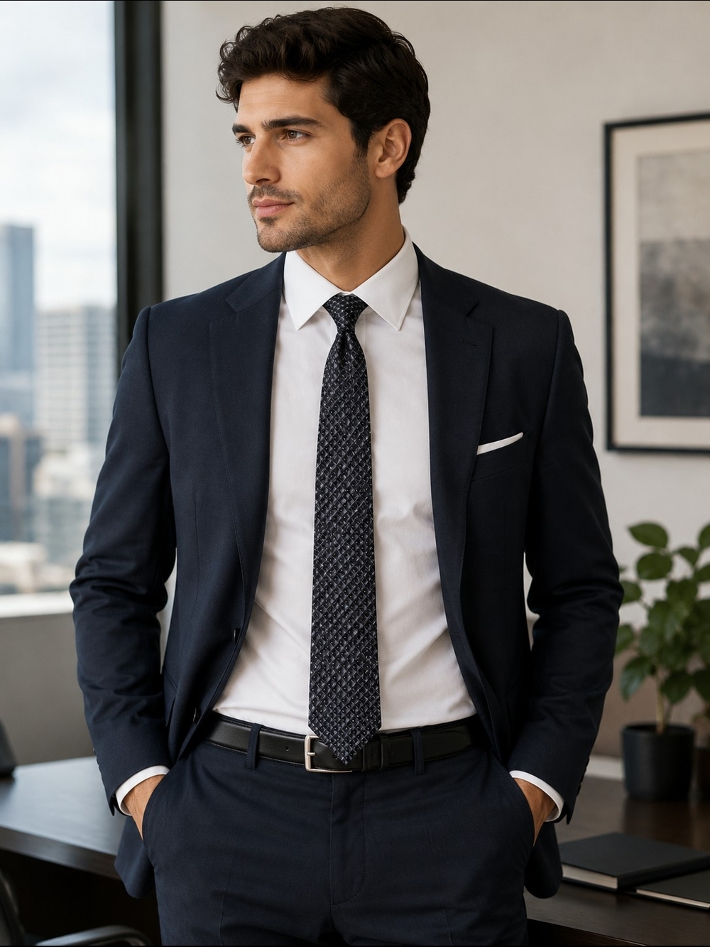 Roundtree & Yorke Navy Two-Piece Men's Suit Jacket